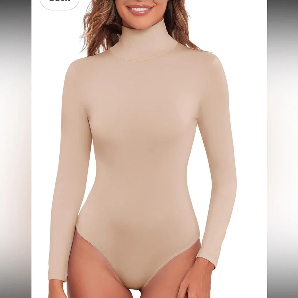 Women's Sexy Mock Turtleneck Backless Long Sleeve
Slimming Bodysuit Top - Picture 4 of 7